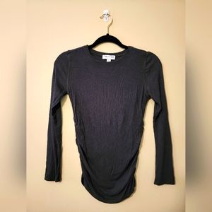 Frayed top, size S, dark olive green color